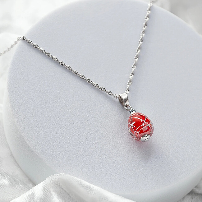 Lampglas Náhrdelník Rouge Nude s ryzím stříbrem NNM8/AG/RHO