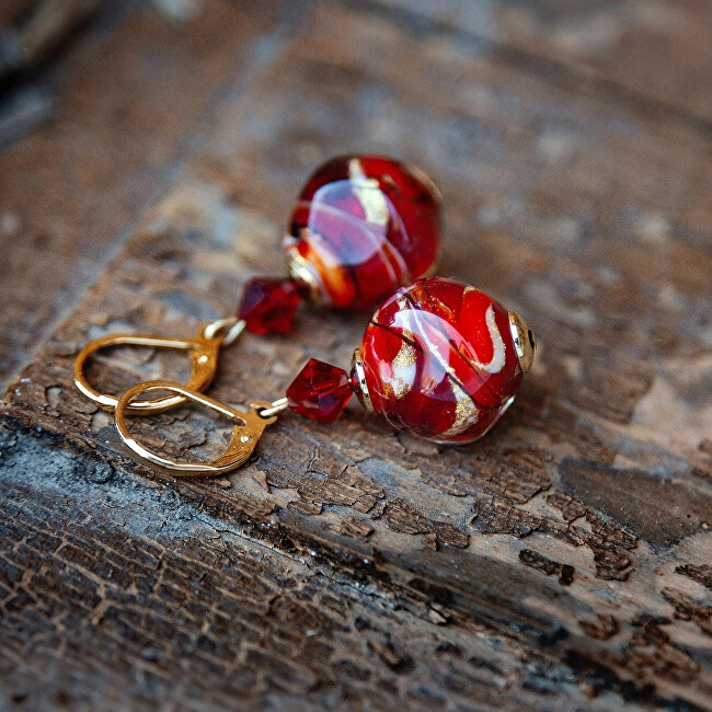 Lampglas Náušnice s 24karátovým zlatem v perlách Lampglas Cherry Temptation ERO26