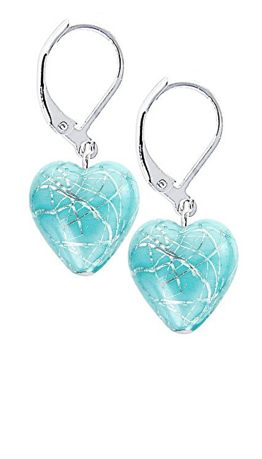 Lampglas Tyrkysové náušnice Turquoise Caress s ryzím stříbrem v perlách Lampglas ELH12
