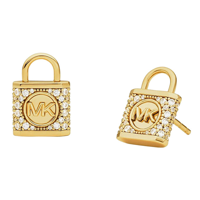 Michael Kors Stříbrné náušnice pecky se zirkony Visací zámek MKC1628AN710