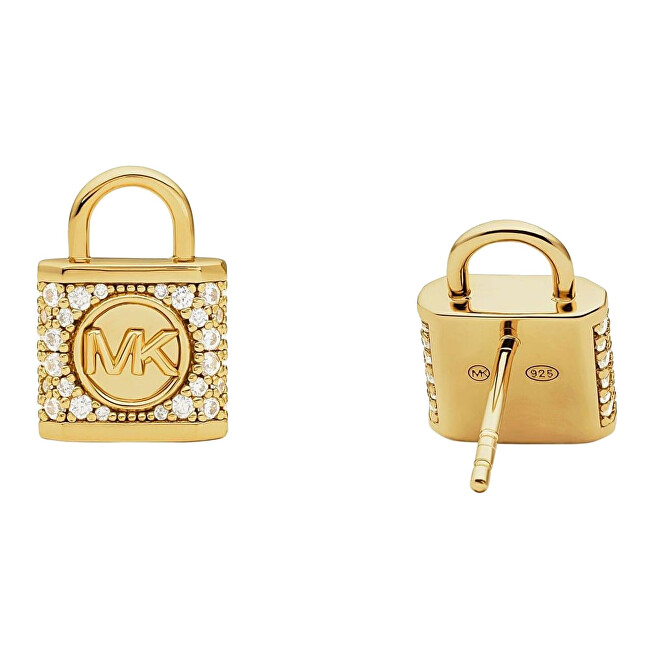Michael Kors Stříbrné náušnice pecky se zirkony Visací zámek MKC1628AN710