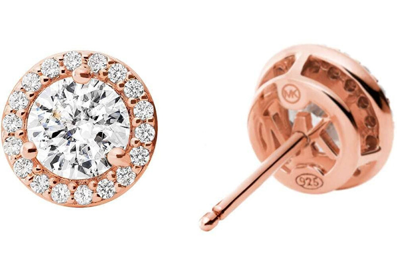 Michael Kors Třpytivé bronzové náušnice ze stříbra se zirkony MKC1035AN791