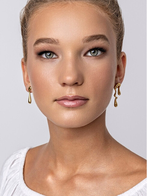 Marc Malone Asymetrické pozlacené náušnice Averie Gold Earrings MCE24018G