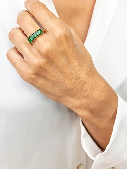 Marc Malone Pozlacený prsten se zirkony Leila Green Ring MCR23062G