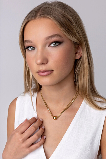 Marc Malone Dvojitý pozlacený náhrdelník Skye Gold Necklace MCN24001G
