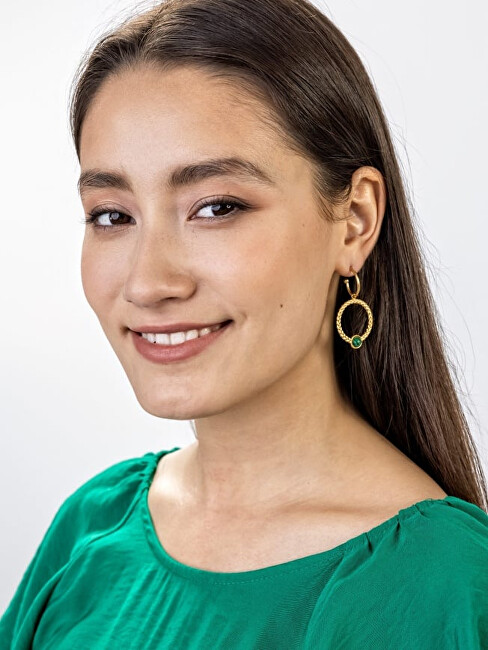 Marc Malone Pozlacené náušnice 2v1 Ellie Green Earrings MCE23001G