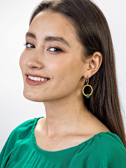 Marc Malone Pozlacené náušnice 2v1 Ellie Green Earrings MCE23001G