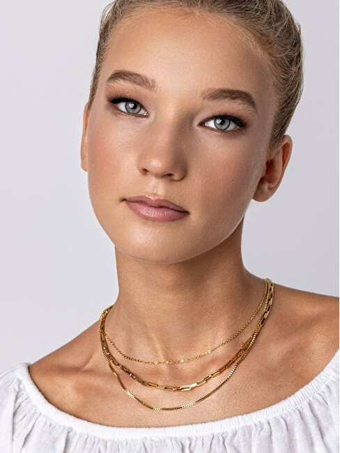 Marc Malone Trojitý pozlacený náhrdelník Francesca Gold Necklace MCN24014G