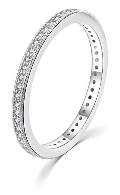 MOISS Minimalistický stříbrný prsten se zirkony R00020 47 mm