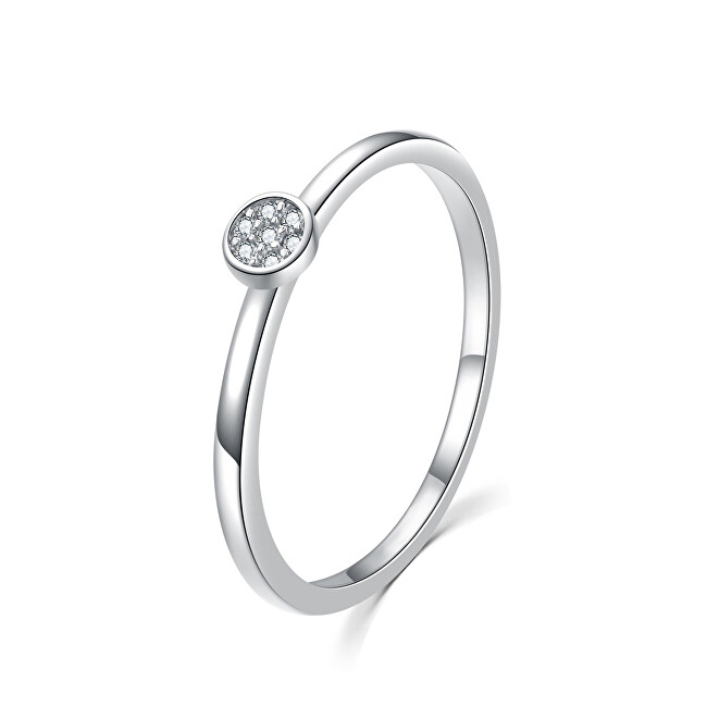 MOISS Třpytivý stříbrný prsten s čirými zirkony R00020 45 mm
