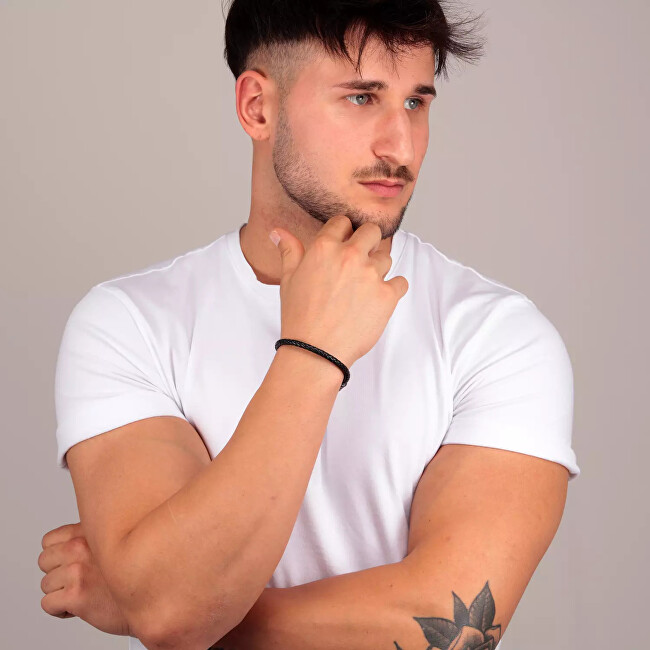 Morellato Černý kožený náramek pro muže Moody SQH42