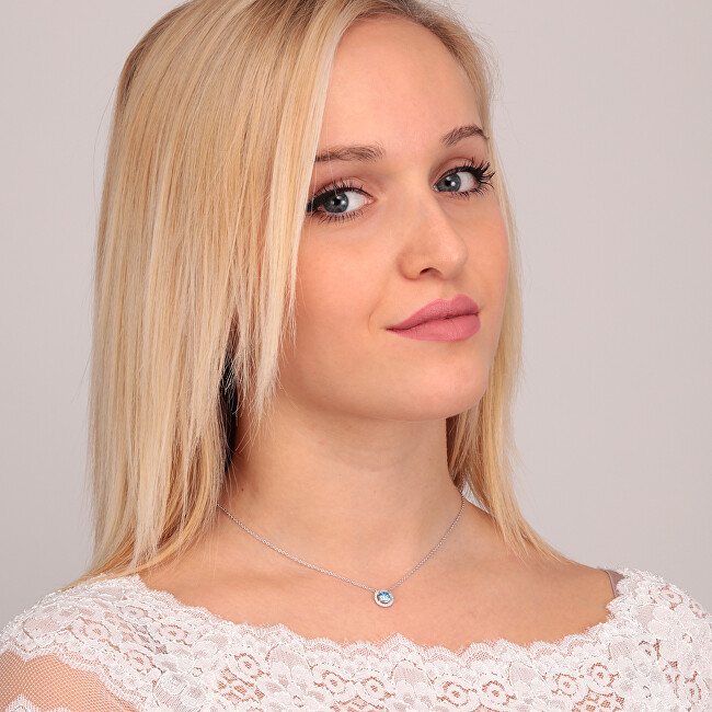 Morellato Něžný stříbrný náhrdelník s modrým zirkonem a krystaly Tesori SAIW94
