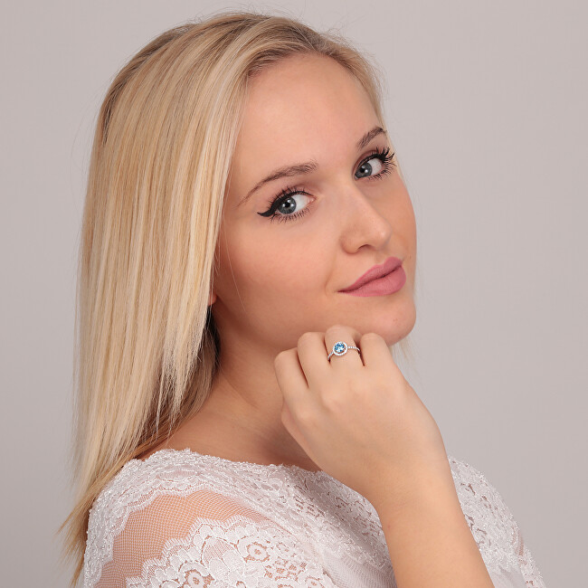 Morellato Něžný stříbrný prsten s modrým zirkonem a krystaly Tesori SAIW9701