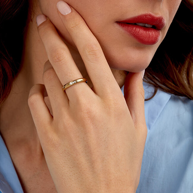 Morellato Slušivý pozlacený prsten s krystaly Love Rings SNA47