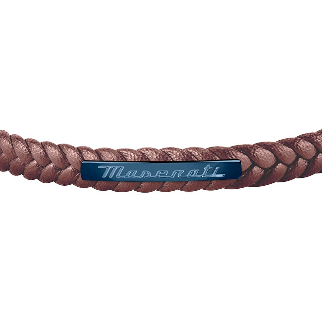 Maserati Hnědý kožený náramek Recycled Leather JM222AVE03