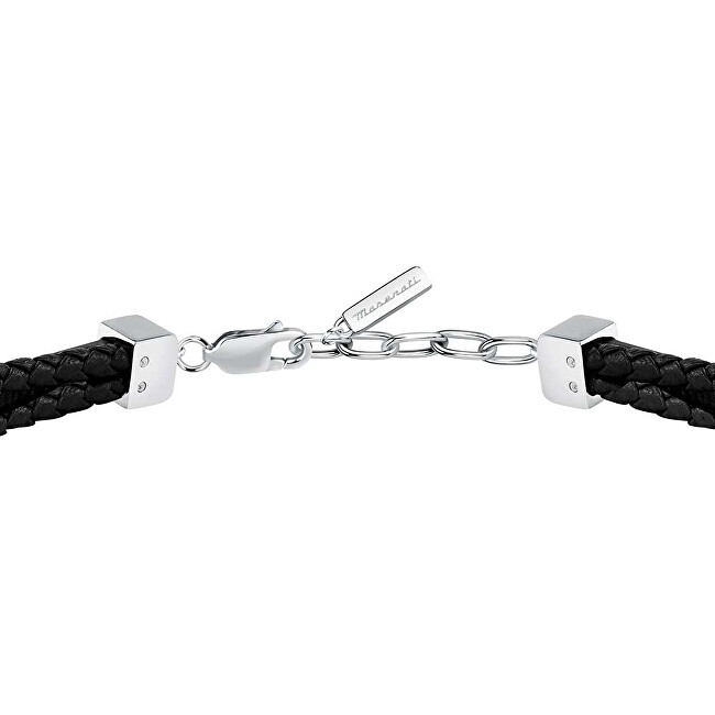 Maserati Trojitý kožený náramek Leather JM525AVE32 černá, stříbrná