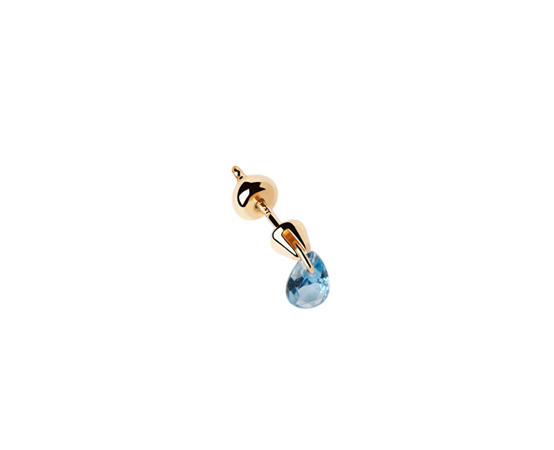 PDPAOLA Elegantní pozlacená single náušnice se zirkonem Blue Lily Gold PG01-202-U