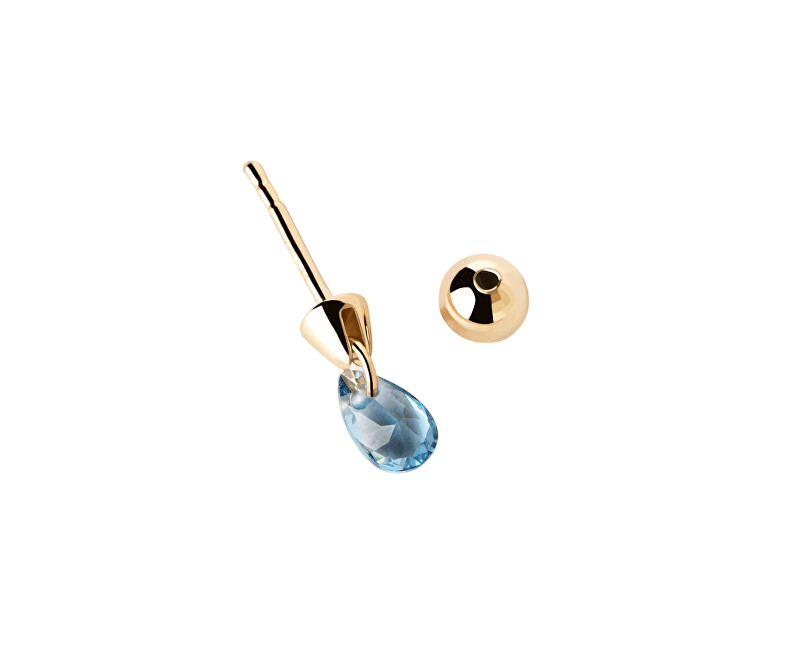 PDPAOLA Elegantní pozlacená single náušnice se zirkonem Blue Lily Gold PG01-202-U