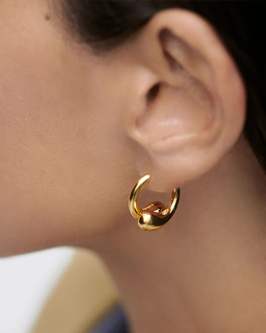 PDPAOLA Moderní pozlacené náušnice Loop Hoops Essentials AR01-C85-U