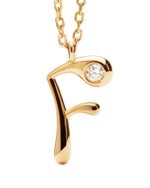PDPAOLA Pozlacený náhrdelník písmeno "F" Initial CO01-B79-U (řetízek, přívěsek)