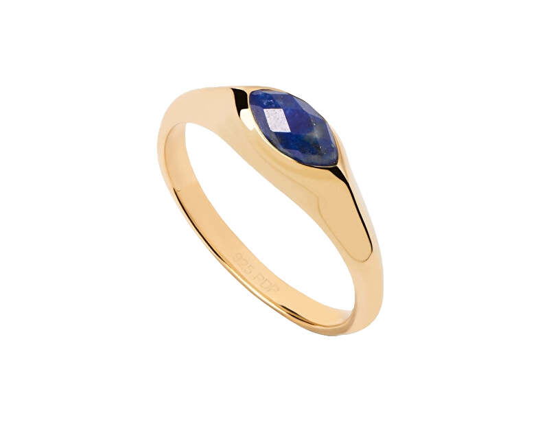 PDPAOLA Pozlacený prsten Lapis Lazuli Nomad Vanilla AN01-A49 50 mm