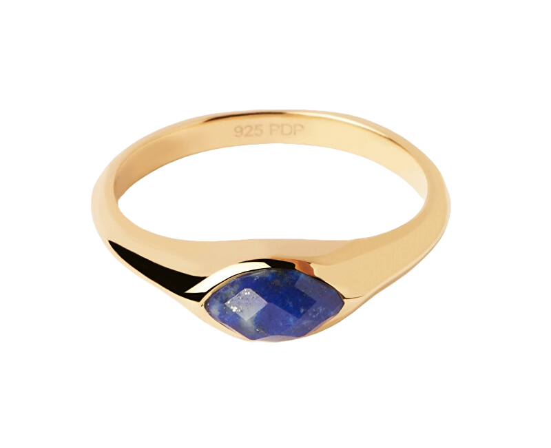 PDPAOLA Pozlacený prsten Lapis Lazuli Nomad Vanilla AN01-A49 50 mm