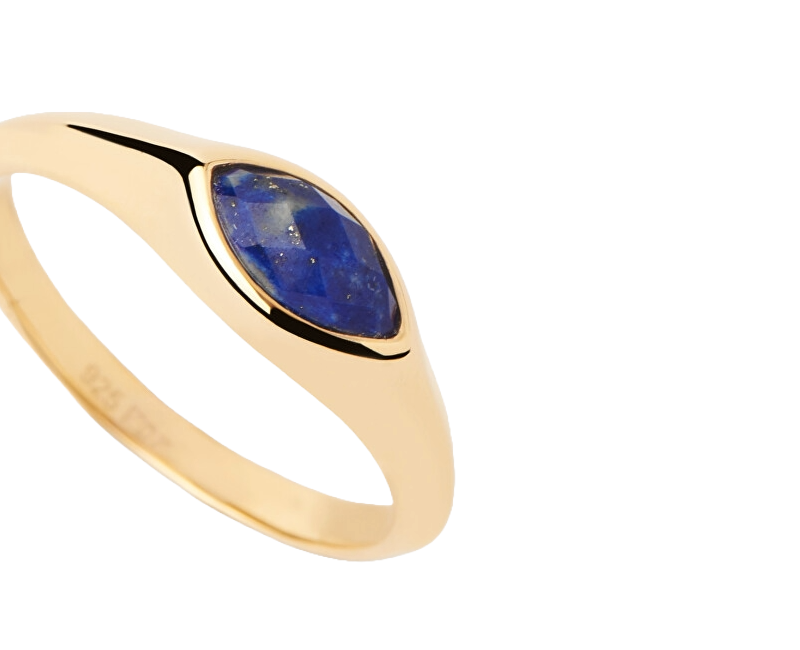 PDPAOLA Pozlacený prsten Lapis Lazuli Nomad Vanilla AN01-A49 50 mm