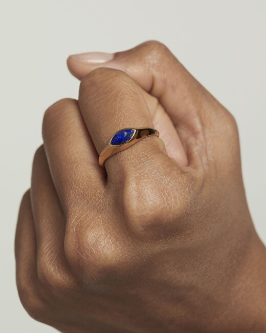 PDPAOLA Pozlacený prsten Lapis Lazuli Nomad Vanilla AN01-A49 50 mm