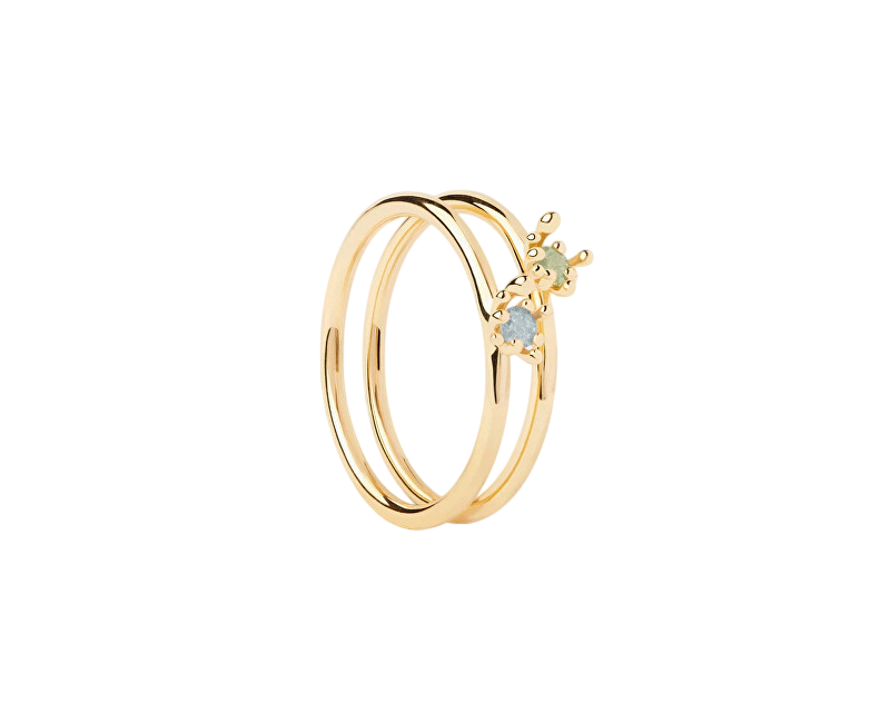 PDPAOLA Set pozlacených prstenů se zirkonem Les Fleurs Colors AN01-C94