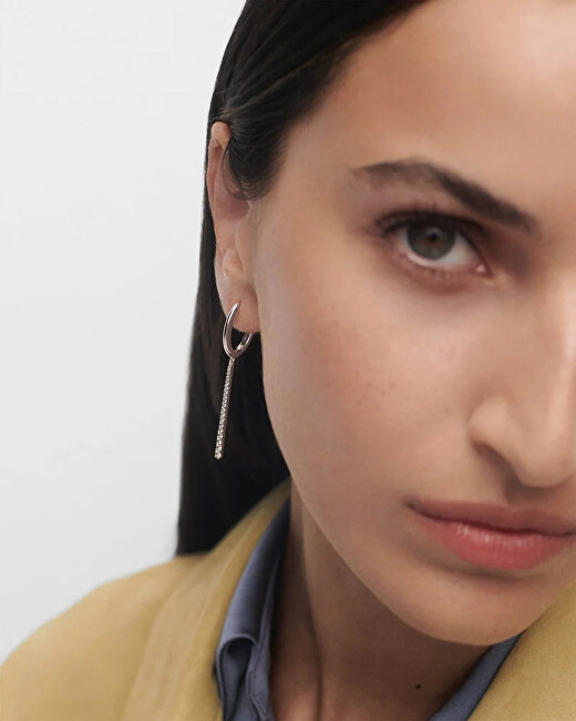 PDPAOLA Stříbrné visací náušnice Olga Hoops Essentials AR02-C88-U