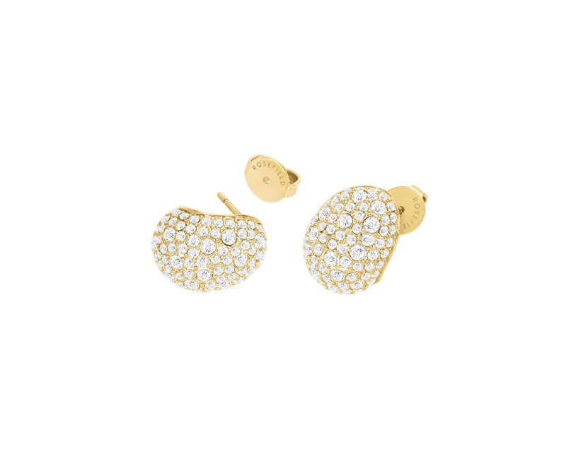 Rosefield Elegantní pozlacené náušnice s krystaly Mini Pavé JEMPG-J1223 čirá, zlatá