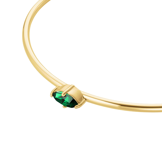 Rosefield Otevřený pevný náramek s zeleným Swarovski krystalem JBEMG-J1242 zelená, zlatá