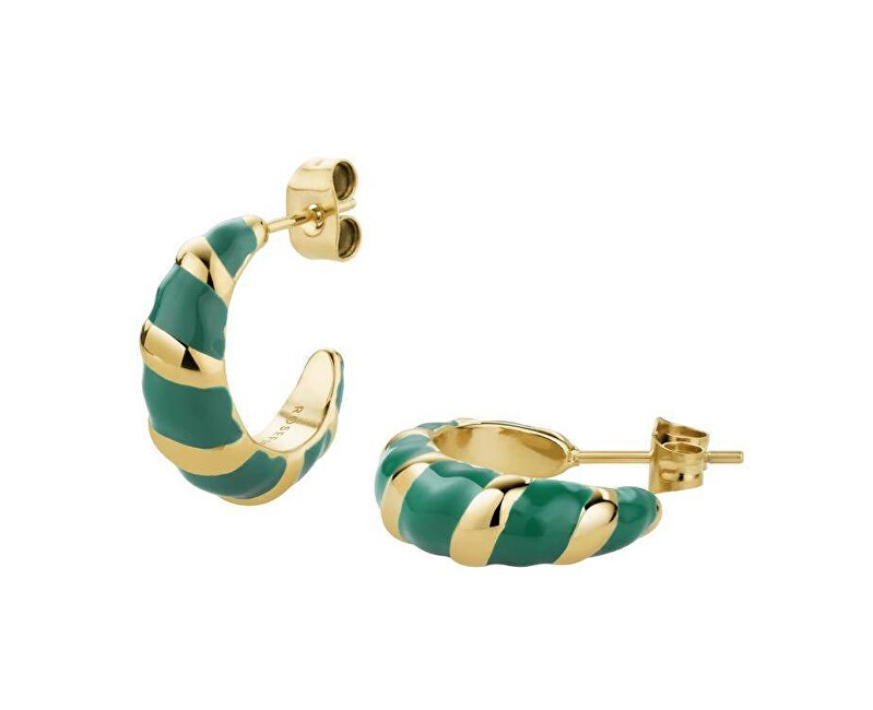 Rosefield Slušivé pozlacené kruhové náušnice Emerald JEECG-J717