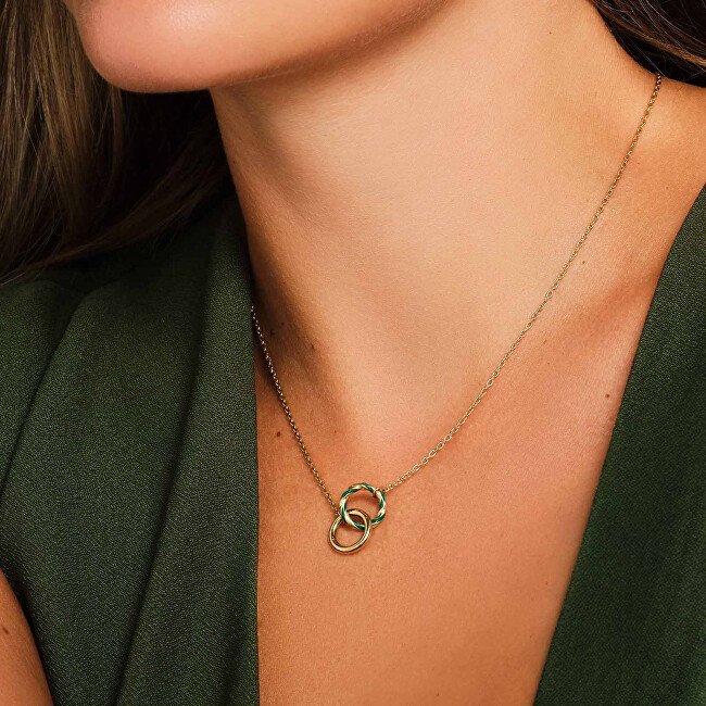 Rosefield Stylový pozlacený náhrdelník z oceli Emerald JNEDG-J714