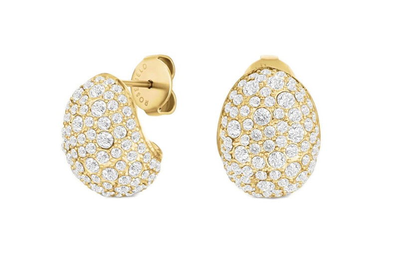 Rosefield Elegantní pozlacené náušnice s krystaly Mini Pavé JEMPG-J1223 čirá, zlatá