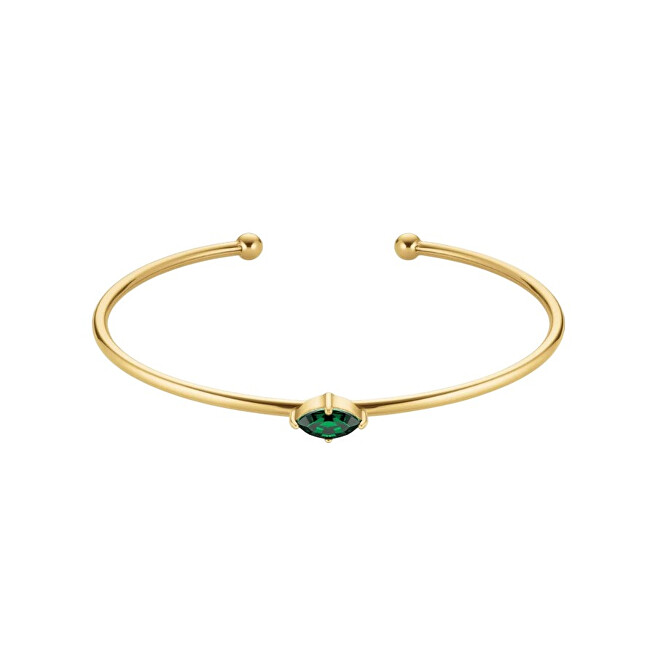Rosefield Otevřený pevný náramek s zeleným Swarovski krystalem JBEMG-J1242 zelená, zlatá