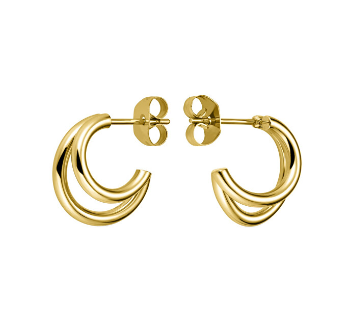 Rosefield Pozlacené kruhové náušnice Double Hoop Essentials DHEG-J227 zlatá