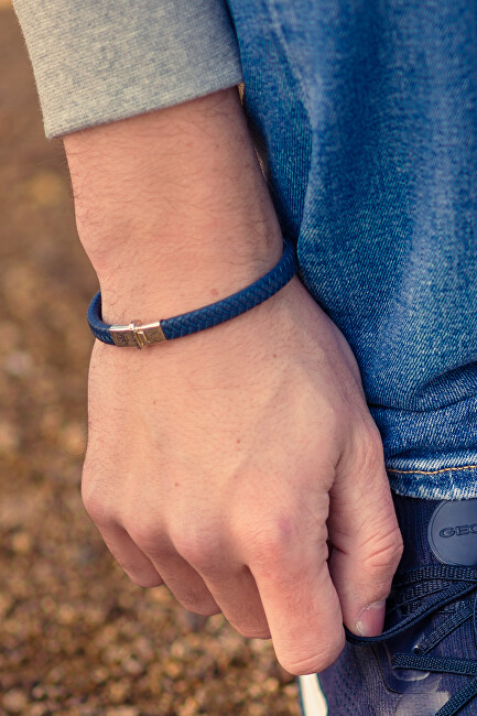 Rebel&Rose Modrý kožený náramek Small Braided Blue RR-L0150-S