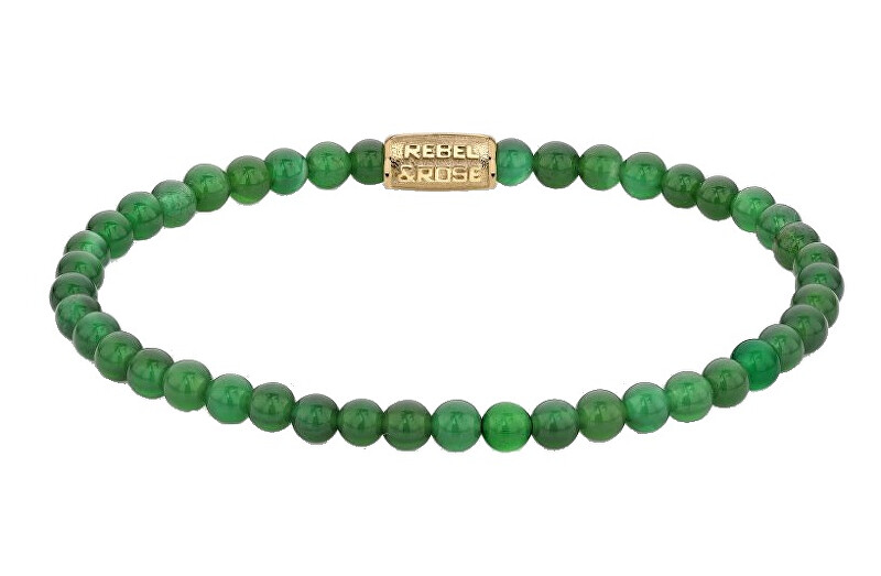 Rebel&Rose Korálkový náramek Green Harmony Gold RR-40106-G