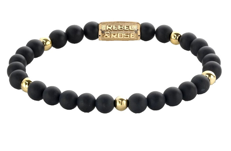Rebel&Rose Korálkový náramek Matt Black Madonna RR-60078-G