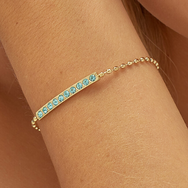 S'Agapõ Elegantní pozlacený náramek se světle modrými krystaly Dazzly SDZ18