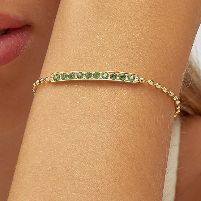 S'Agapõ Elegantní pozlacený náramek se zelenými krystaly Dazzly SDZ19