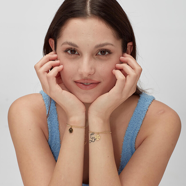S'Agapõ Oblíbený pozlacený náramek se čtyřlístkem Smile SSM016