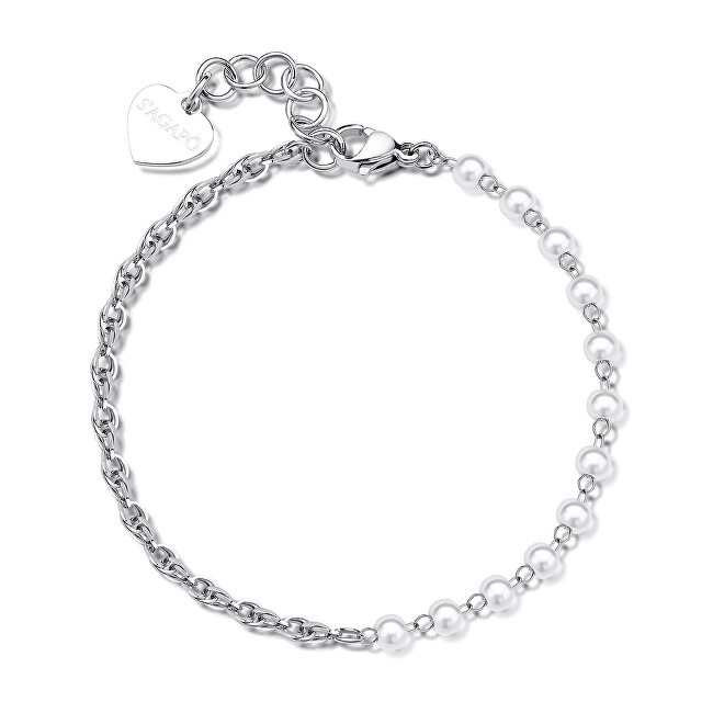 S'Agapõ Elegantní ocelový náramek s perlami Chunky SHK67