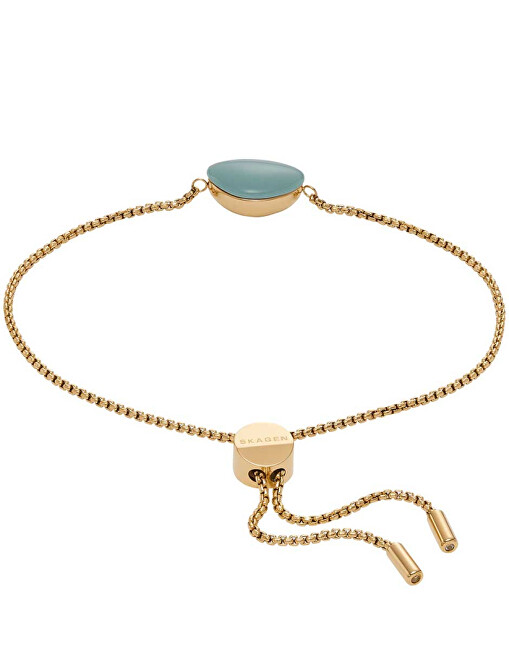 Skagen Krásný pozlacený náramek Sofie Sea Glass SKJ1808710 tyrkysová, zlatá