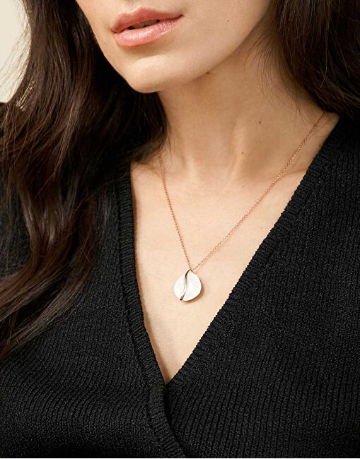 Skagen Půvabný bronzový náhrdelník s bílým sklem Sofie Sea Glass SKJ1813791
