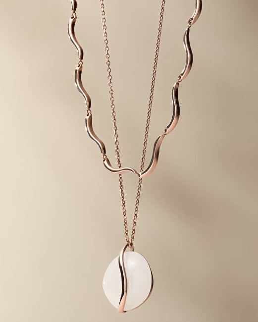 Skagen Půvabný bronzový náhrdelník s bílým sklem Sofie Sea Glass SKJ1813791