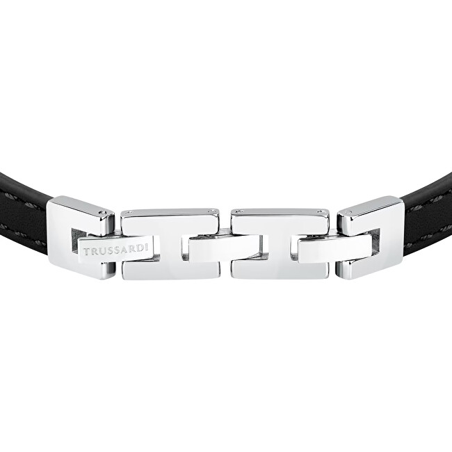 Trussardi Černý kožený náramek pro muže T-Leather TJAXZ05
