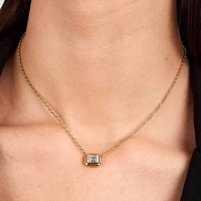Trussardi Elegantní pozlacený náhrdelník se zirkonem T-Design TJAXA20