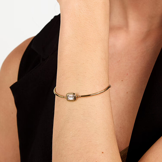Trussardi Elegantní pozlacený náramek se zirkonem T-Design TJAXA23